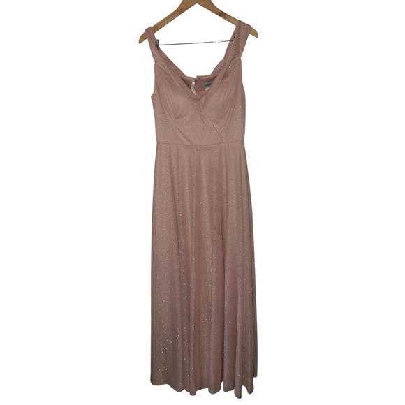 Christina Wu Bridesmaid Formal Prom Off The Shoulder Sparkle Rose Dress Size 14 - Picture 3 of 9